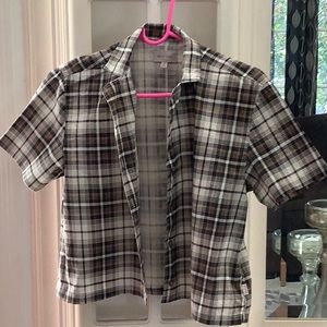 Brixton Tan /Black Short sleeve crop top shirt Sz Small